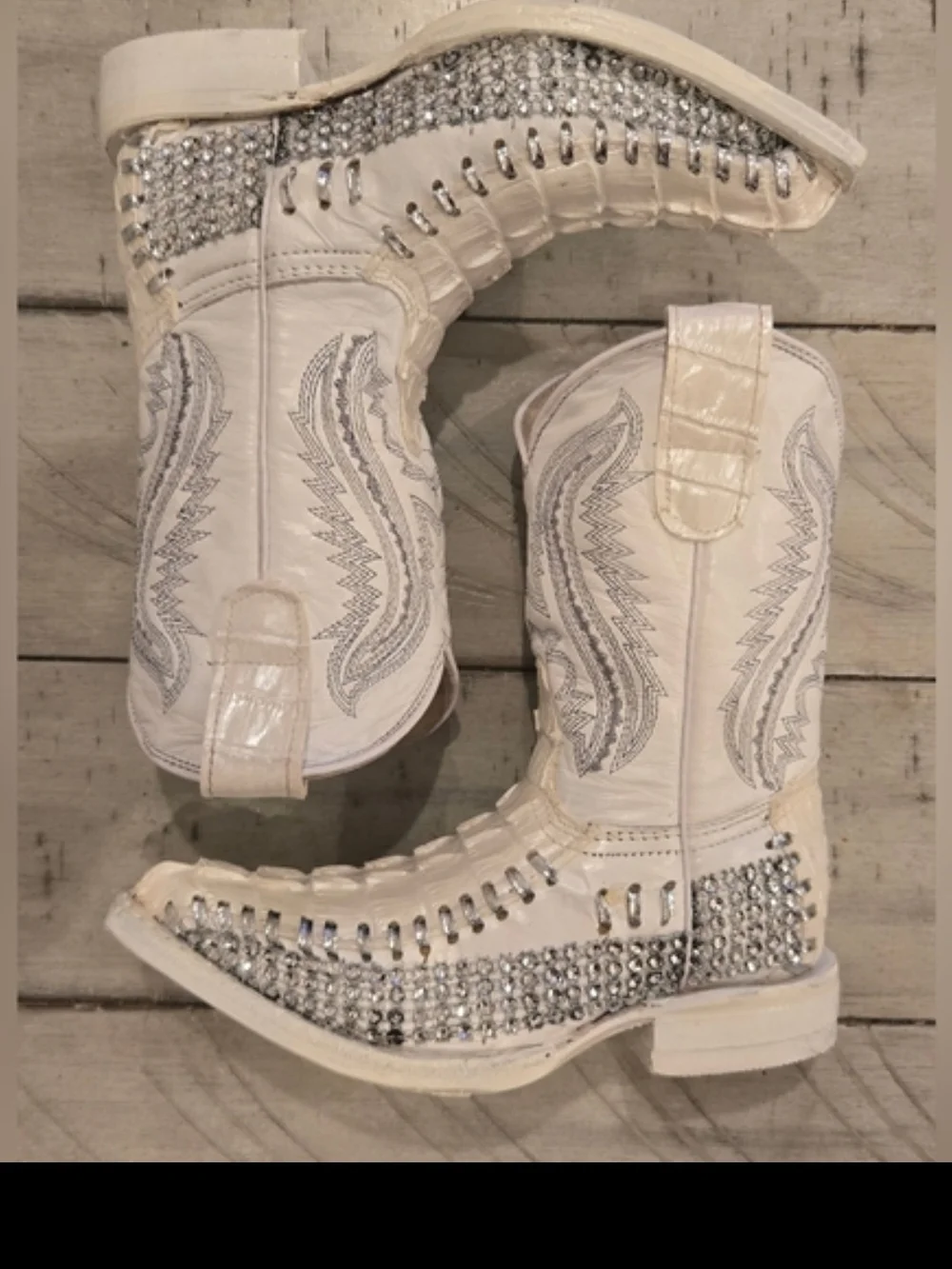 White Diamonds Girls 14.5 Rhinestone Glitter Western Cowgirl Boots.